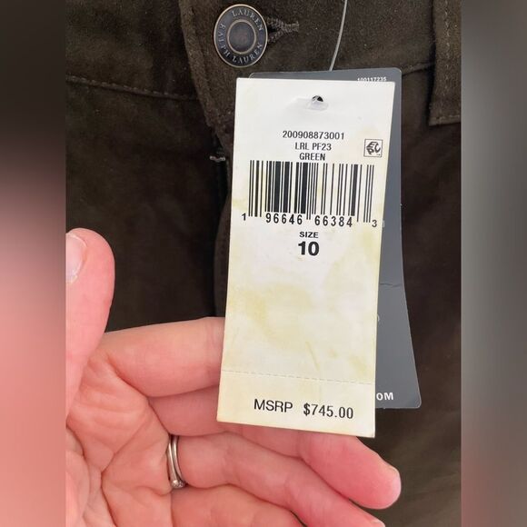 Ralph Lauren Olive Green pants 100% goat suede size 10 NWT - Picture 6 of 13